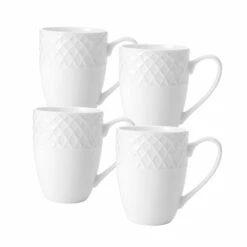 Outlet 😍 Mikasa® Trellis White Set of 4 Mugs 😀