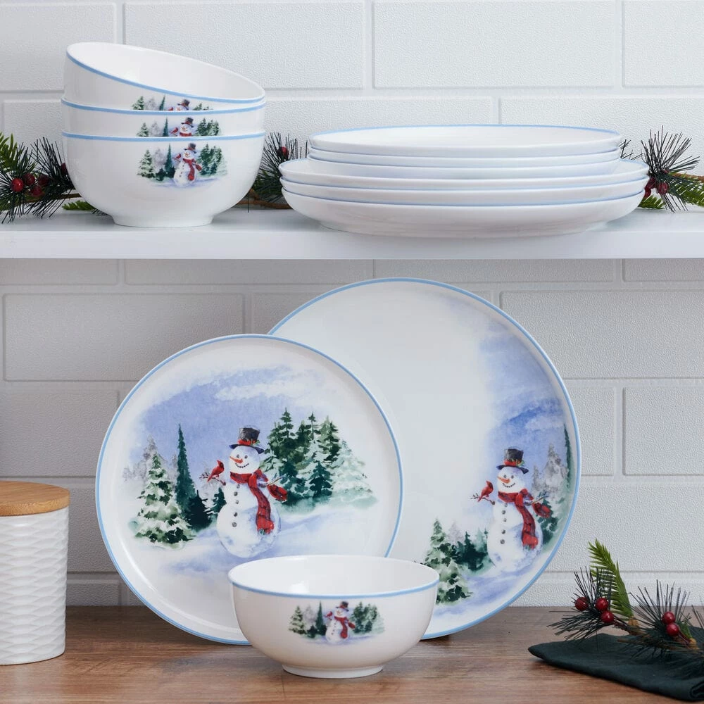 Outlet 🛒 Mikasa® Snowman Forest 12 Piece Dinnerware Set, Service For 4 🔔 - Image 2