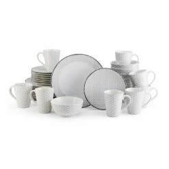 Coupon 🎉 Mikasa® Avery Medley Gray 32 Piece Dinnerware Set 💯