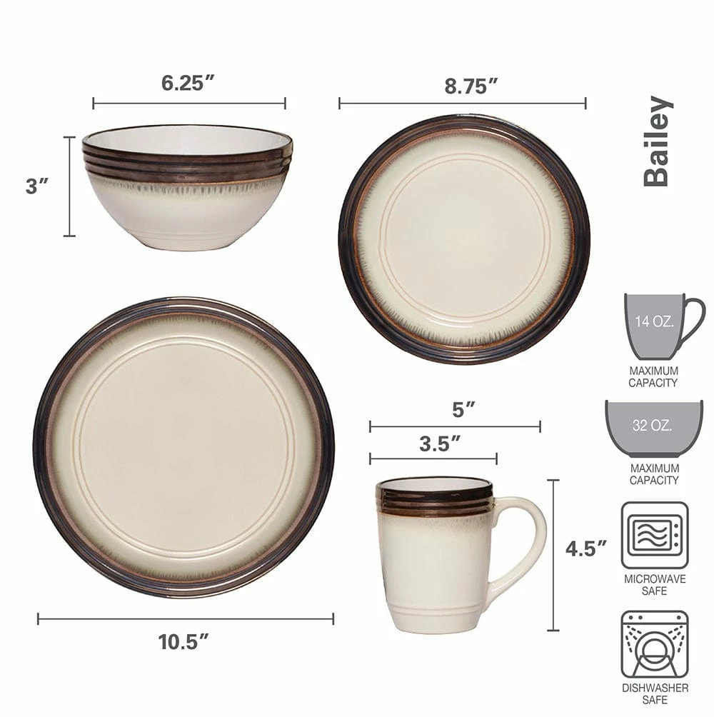 Best Sale 😉 Gourmet Basics® Bailey 16 Piece Dinnerware Set, Service for 4 🧨 - Image 5