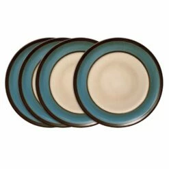New 🔥 Gourmet Basics® Belmont Set of 4 Blue Round Dinner Plates ⌛