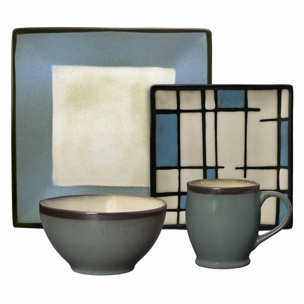 Best reviews of ⌛ Gourmet Basics® Belmont Square Blue Grid Dinnerware Set 🥰