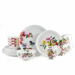 Budget 🤩 Mikasa® Butterfly Garden 16 Piece Dinnerware Set, Service for 4 🥰