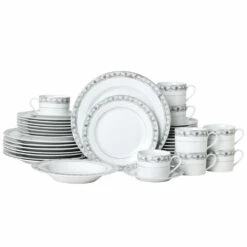 New 🤩 Mikasa® Chadwick Grey 40 Piece Dinnerware Set, Service for 8 🥰