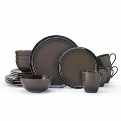 Budget 🤩 Mikasa® Elura Espresso 16 Piece Dinnerware Set, Service for 4 🔥