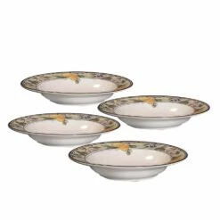 New 😀 Mikasa® Garden Harvest® Set of 4 Rim Soup Bowls 🔥