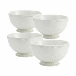 Promo ⌛ Mikasa® Italian Countryside® Set of 4 Footed Fluted Soup Cereal Bowls 👏
