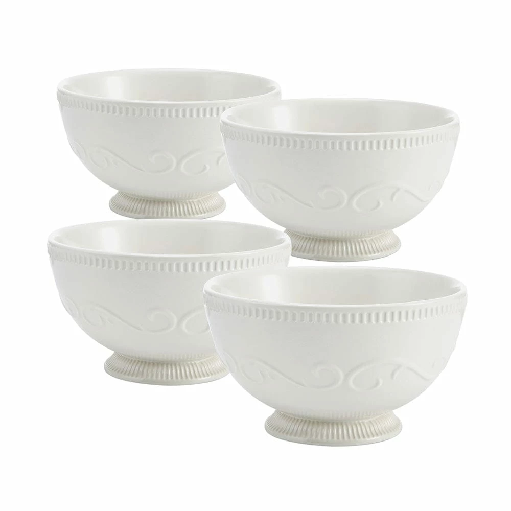 Promo ⌛ Mikasa® Italian Countryside® Set of 4 Footed Fluted Soup Cereal Bowls 👏