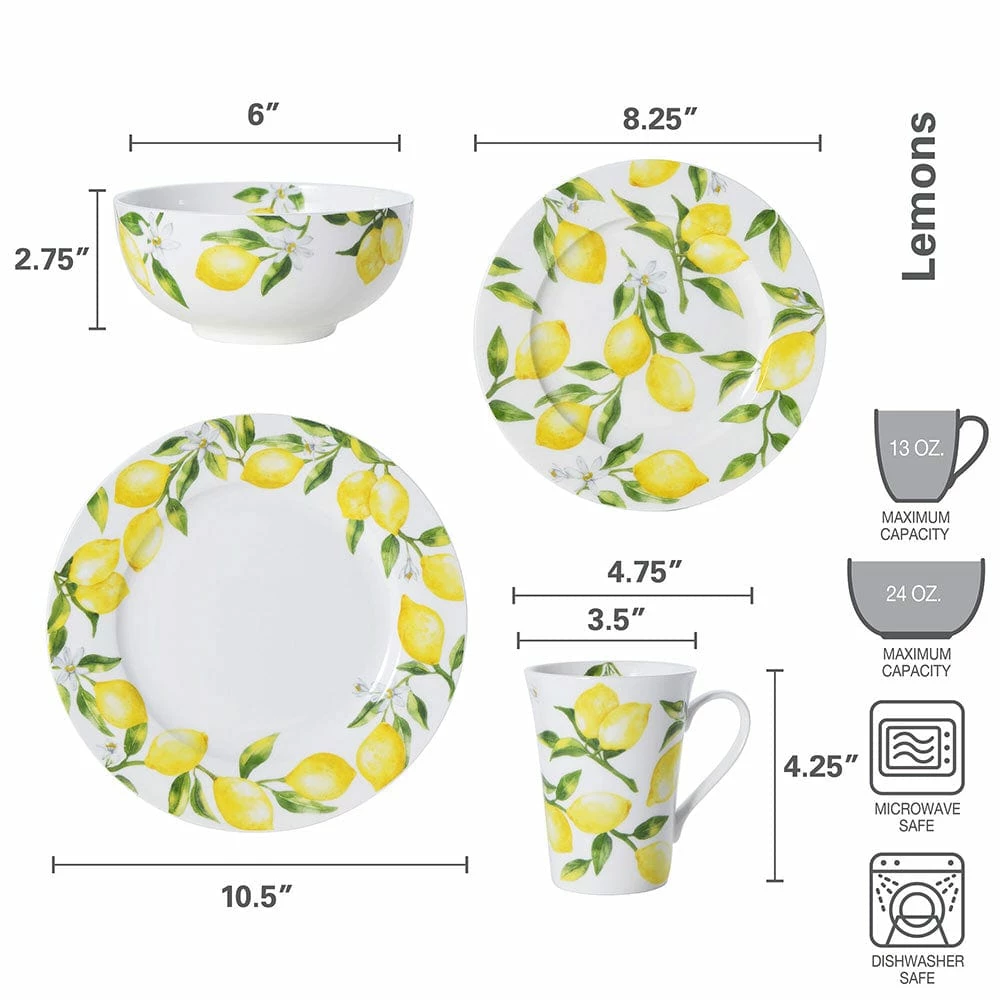Cheap ✔️ Mikasa® Lemons 16 Piece Dinnerware Set, Service for 4 🔔 - Image 4