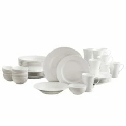 New 😀 Mikasa® Lucerne White 40 Piece Dinnerware Set, Service for 8 👏