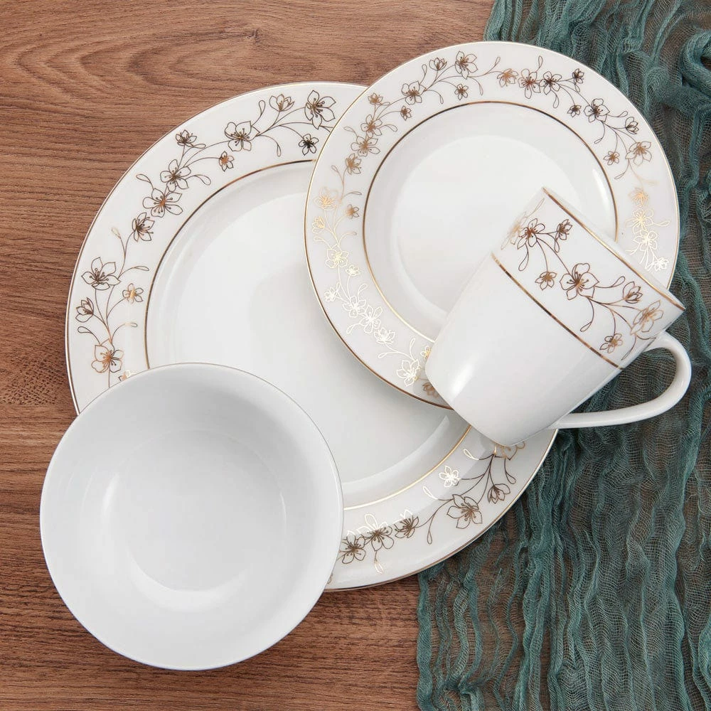 Best deal ⌛ Mikasa® Metallic Floral Gold 32 Piece Dinnerware Set, Service for 8 👏 - Image 2