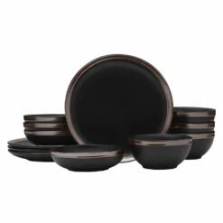 Best deal 👍 Mikasa® Miller Black 12 Piece Dinnerware Set, Service for 4 😍