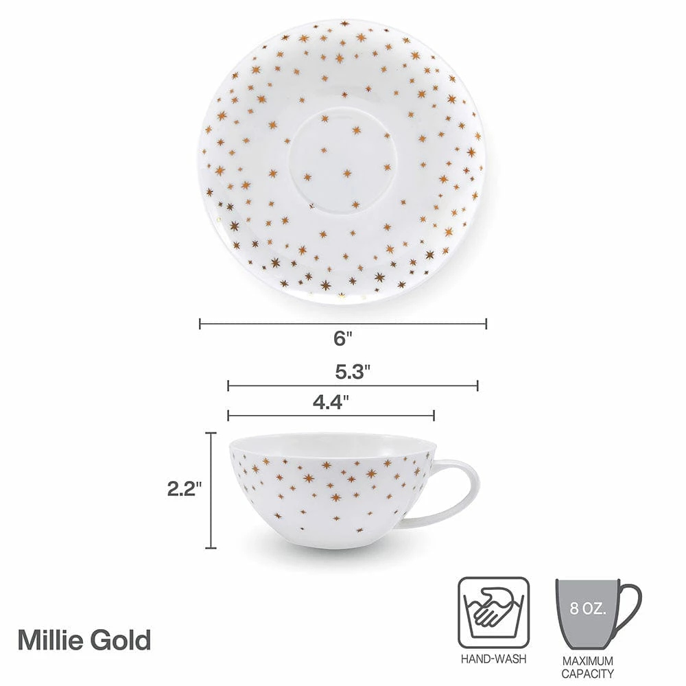 Best Sale 🌟 Mikasa® Millie Gold Set of 4 Cups and Saucers 🎁 - Image 4