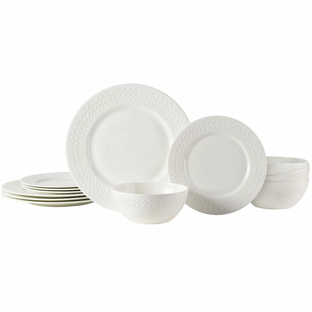 Promo 🧨 Mikasa® Patterson Vegan Bone 12 Piece Dinnerware Set, Service for 4 🌟