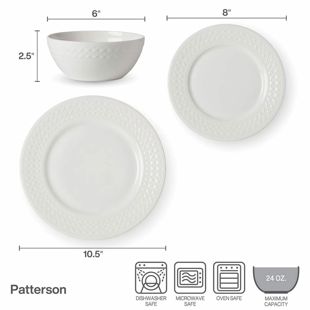 Promo 🧨 Mikasa® Patterson Vegan Bone 12 Piece Dinnerware Set, Service for 4 🌟 - Image 4