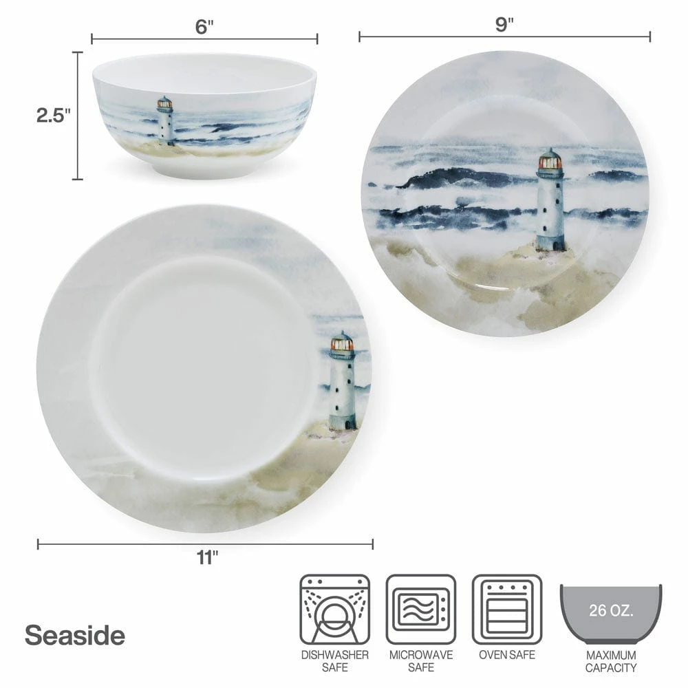 Best Sale ✔️ Mikasa® Seaside 12 Piece Dinnerware Set, Service for 4 ❤️ - Image 4