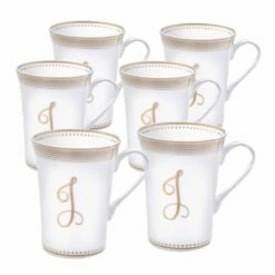 Flash Sale 🔔 Mikasa® Set of 6 Monogram J Gold Mugs 👍