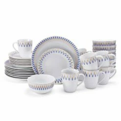 New 🎁 Mikasa® Starburst Blue 32 Piece Dinnerware Set, Service for 8 🥰