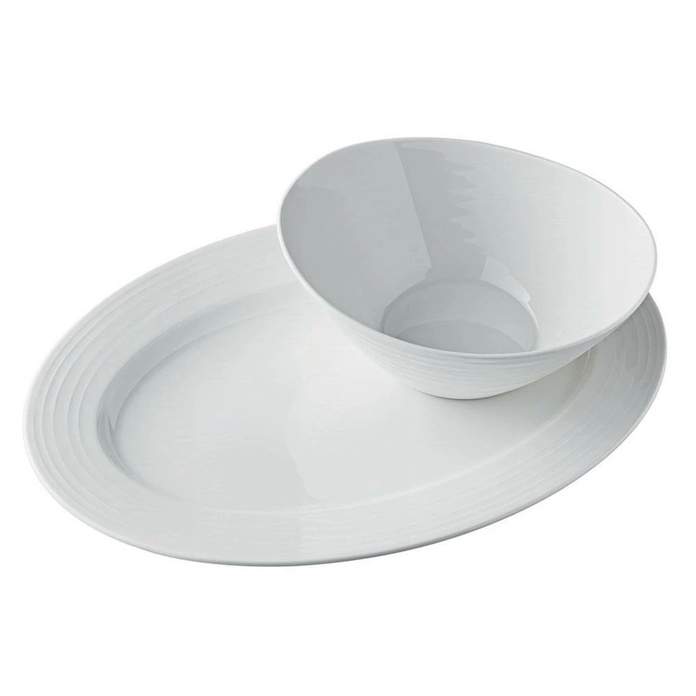 Budget 👏 Mikasa® Swirl Bone Vegetable Bowl and Serve Platter Set ✨