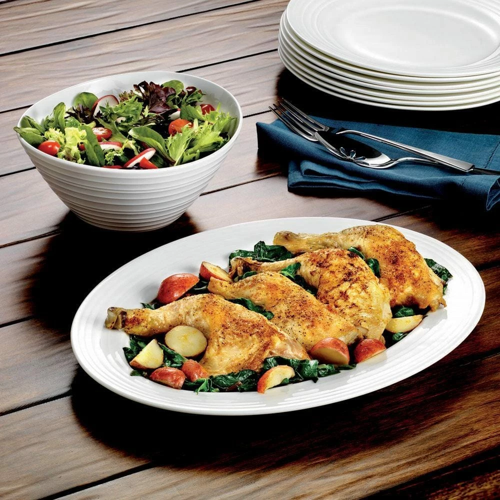 Budget 👏 Mikasa® Swirl Bone Vegetable Bowl and Serve Platter Set ✨ - Image 2