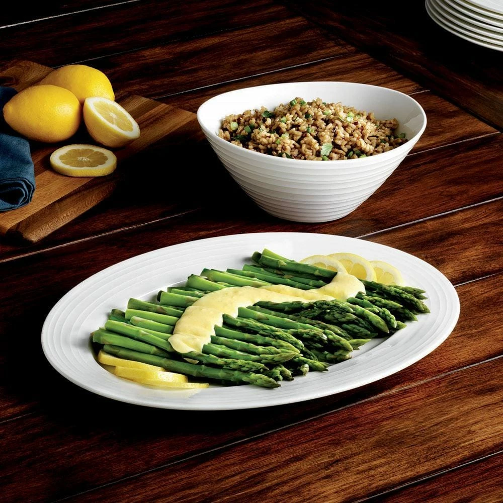 Budget 👏 Mikasa® Swirl Bone Vegetable Bowl and Serve Platter Set ✨ - Image 3
