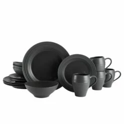 Deals 🎁 Mikasa® Swirl Graphite 16 Piece Dinnerware Set, Service for 4 ❤️