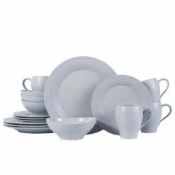 Outlet 🔔 Mikasa® Swirl Grey 16 Piece Dinnerware Set, Service for 4 ❤️