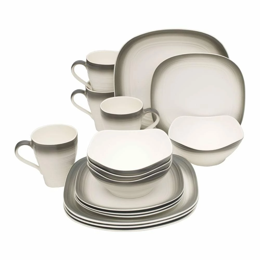 Buy ⌛ Mikasa® Swirl Ombre Graphite Square 16 Piece Dinnerware Set, Service for 4 ❤️ - Image 2