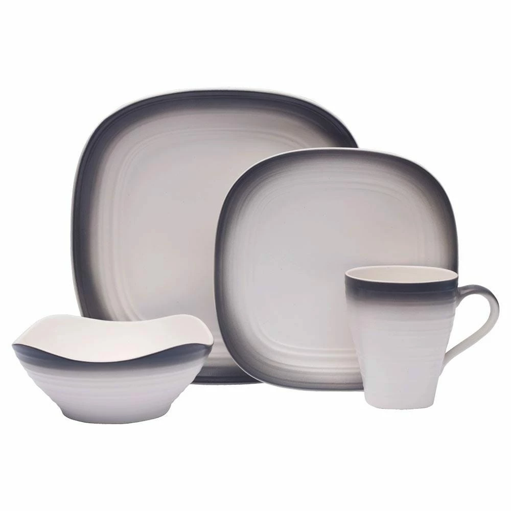 Buy ⌛ Mikasa® Swirl Ombre Graphite Square 16 Piece Dinnerware Set, Service for 4 ❤️ - Image 8