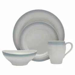 Budget 🎁 Mikasa® Swirl Ombre Grey 4 Piece Place Setting 🎁