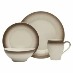 Coupon 🎉 Mikasa® Swirl Ombre Mocha 16 Piece Dinnerware Set, Service for 4 🤩