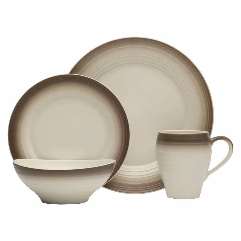 Coupon 🎉 Mikasa® Swirl Ombre Mocha 16 Piece Dinnerware Set, Service for 4 🤩