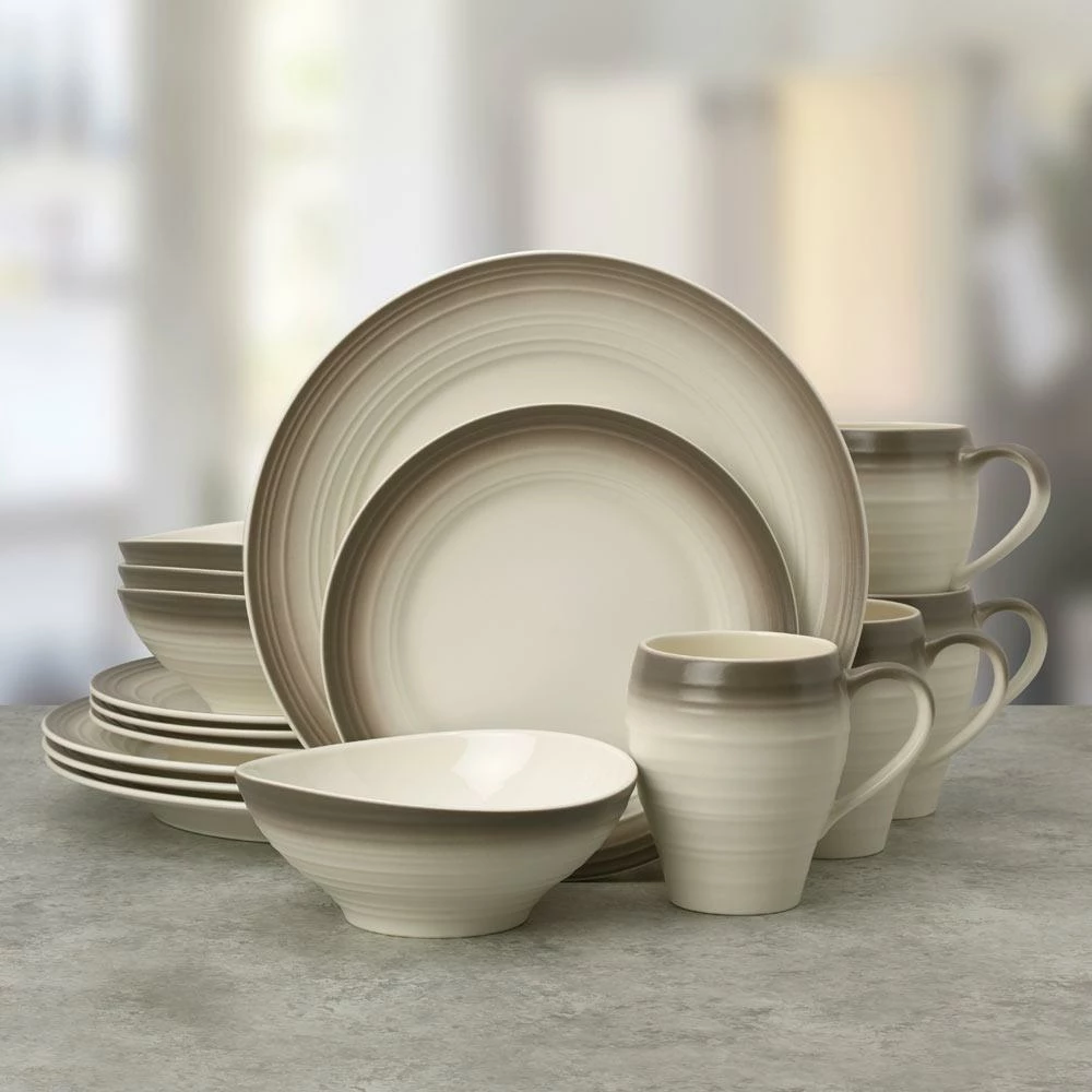 Coupon 🎉 Mikasa® Swirl Ombre Mocha 16 Piece Dinnerware Set, Service for 4 🤩 - Image 2