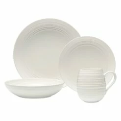Best deal ⭐ Mikasa® Swirl White Coupe 4 Piece Place Setting ✔️