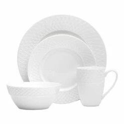 Outlet 🌟 Mikasa® Trellis White 16 Piece Dinnerware Set 🔥