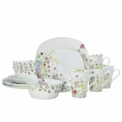 Best Sale 🔥 Mikasa® Wildflower Garden Square 16 Piece Dinnerware Set, Service for 4 ✔️