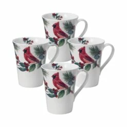 Discount 🌟 Mikasa® Winter Cardinal Set of 4 Mugs 🎉
